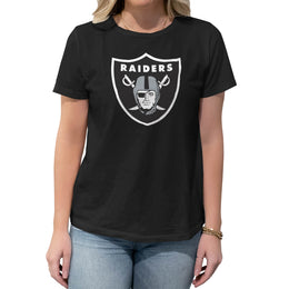Las Vegas Raiders NFL Womens Heather Logo Relaxed Fit T-Shirt - Black