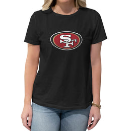 San Francisco 49ers NFL Womens Heather Logo Relaxed Fit T-Shirt - Black
