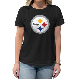 Pittsburgh Steelers NFL Womens Heather Logo Relaxed Fit T-Shirt - Black