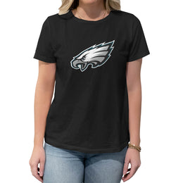 Philadelphia Eagles NFL Womens Heather Logo Relaxed Fit T-Shirt - Black