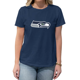 Seattle Seahawks NFL Womens Heather Logo Relaxed Fit T-Shirt - Navy
