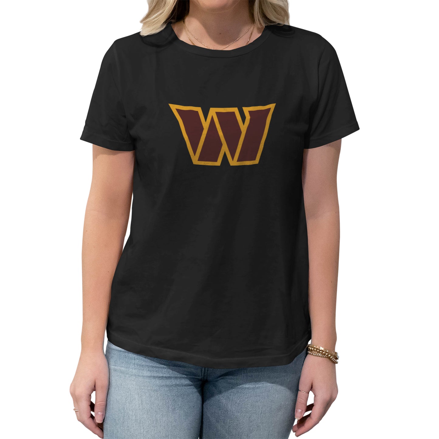 Washington Commanders NFL Womens Heather Logo Relaxed Fit T-Shirt - Black