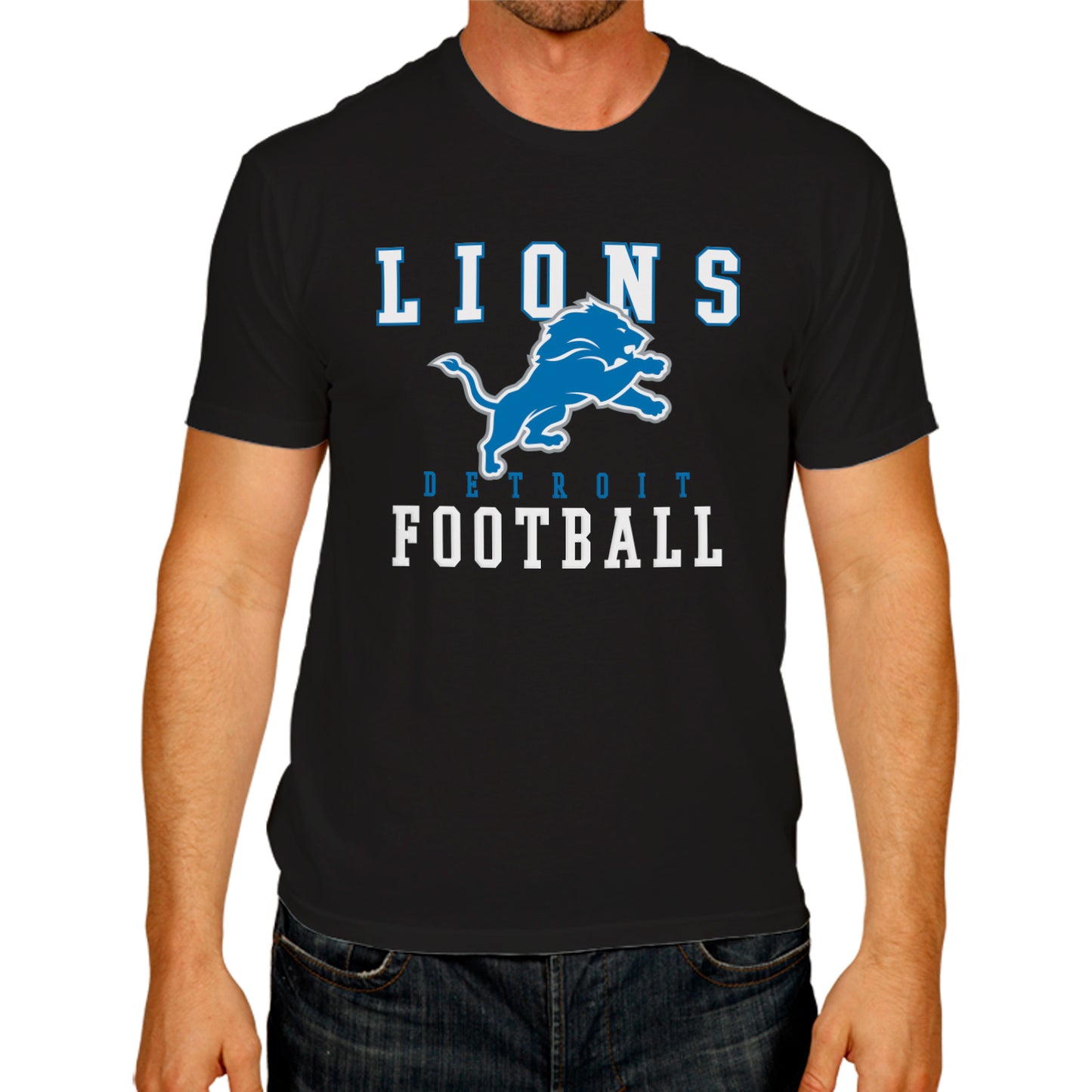 Detroit Lions NFL Core Fan Adult Pro Football T-Shirt - Black