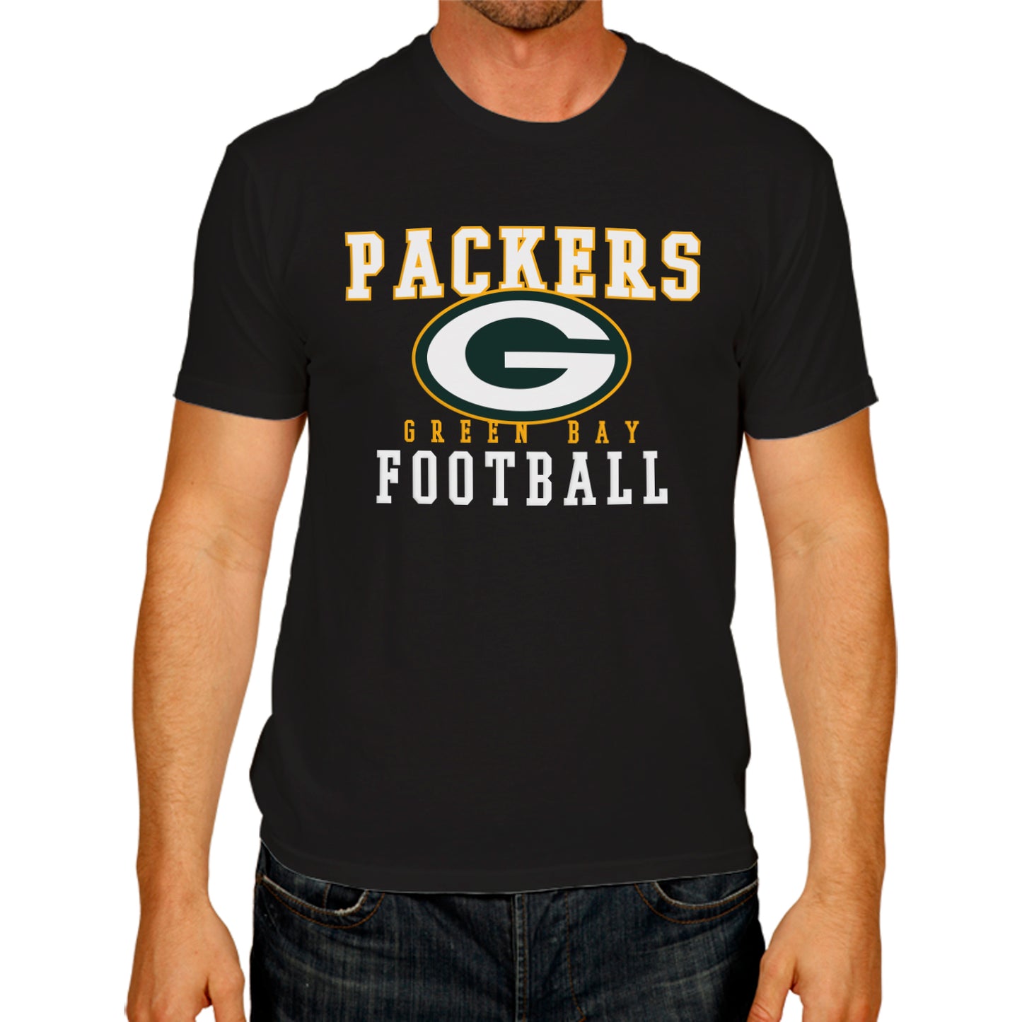 Green Bay Packers NFL Core Fan Adult Pro Football T-Shirt - Black