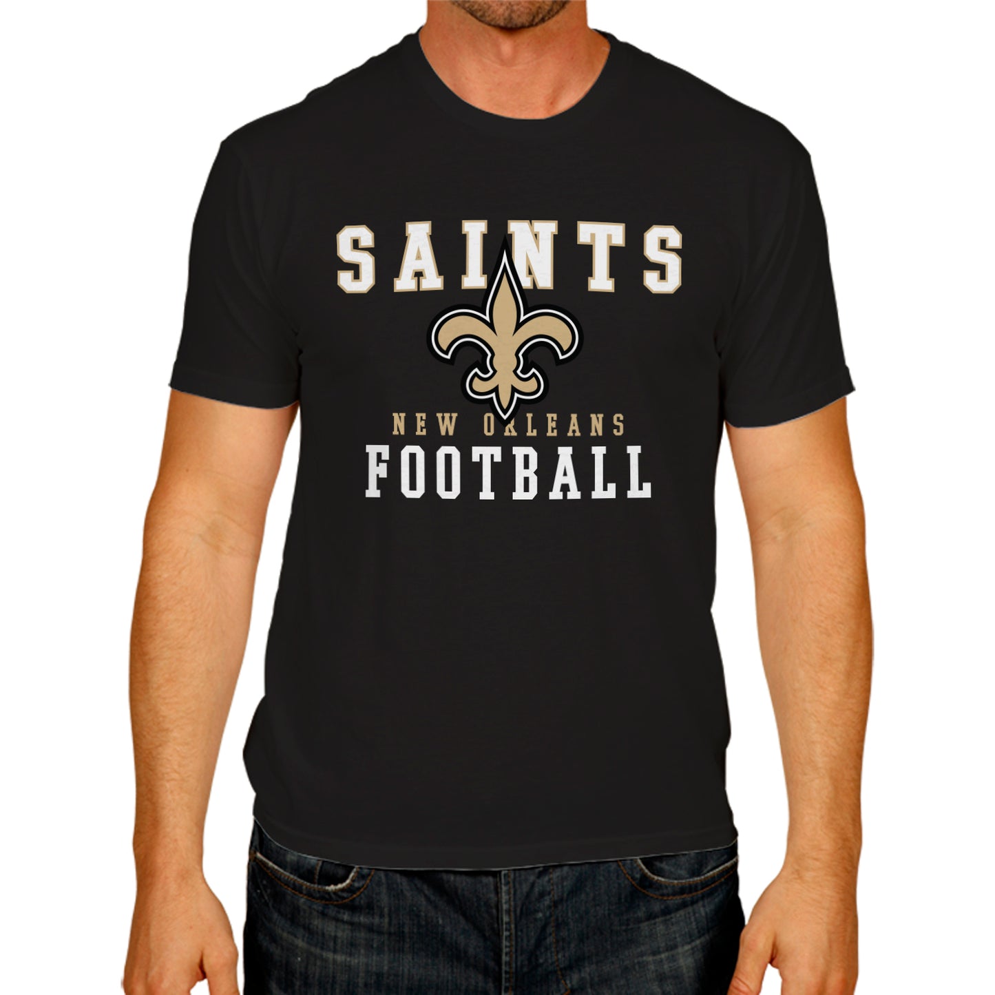 New Orleans Saints NFL Core Fan Adult Pro Football T-Shirt - Black