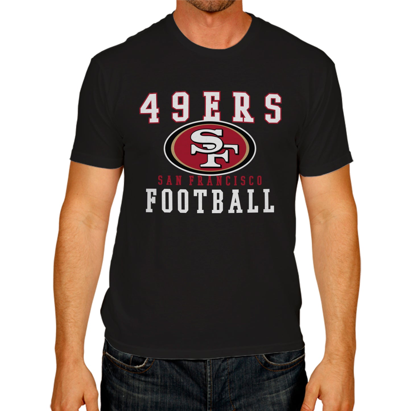San Francisco 49ers NFL Core Fan Adult Pro Football T-Shirt - Black