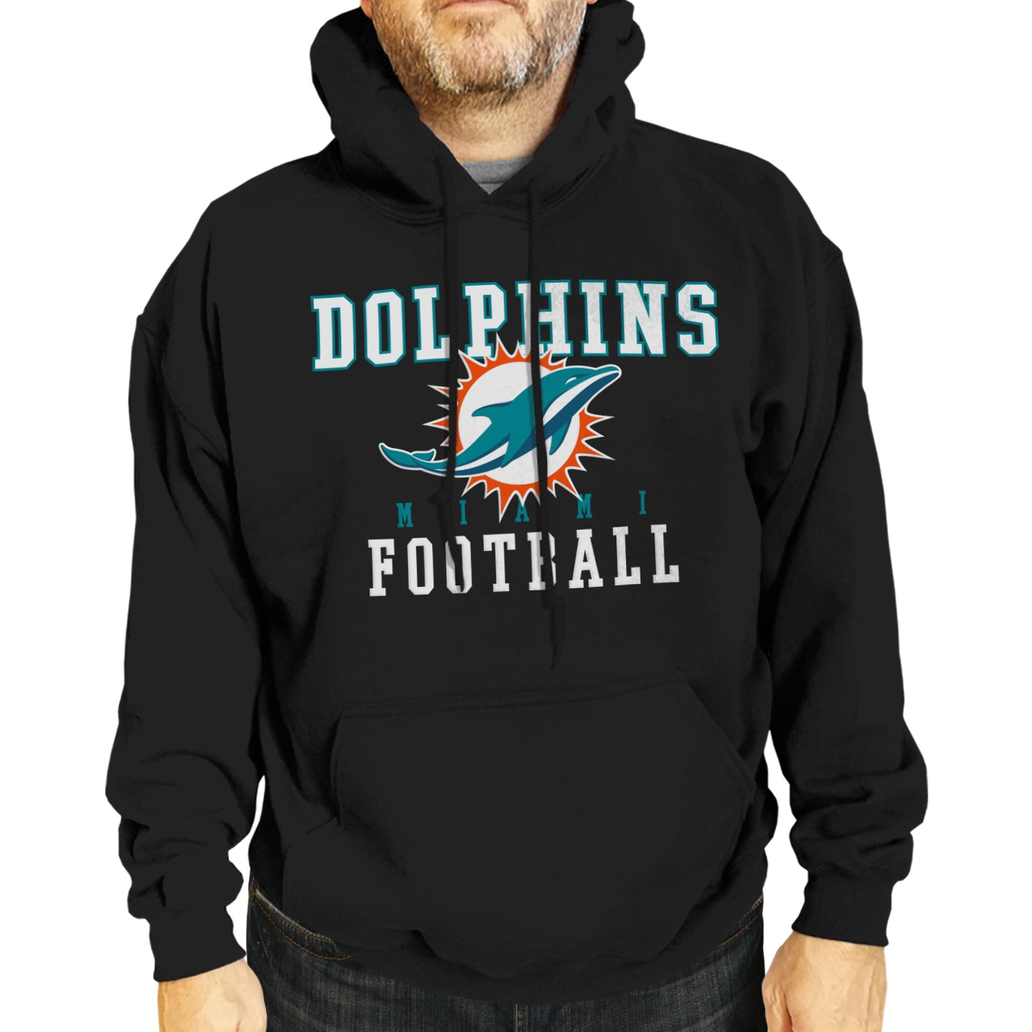 Miami Dolphins NFL Core Fan Adult Hooded Sweatshirt - Black