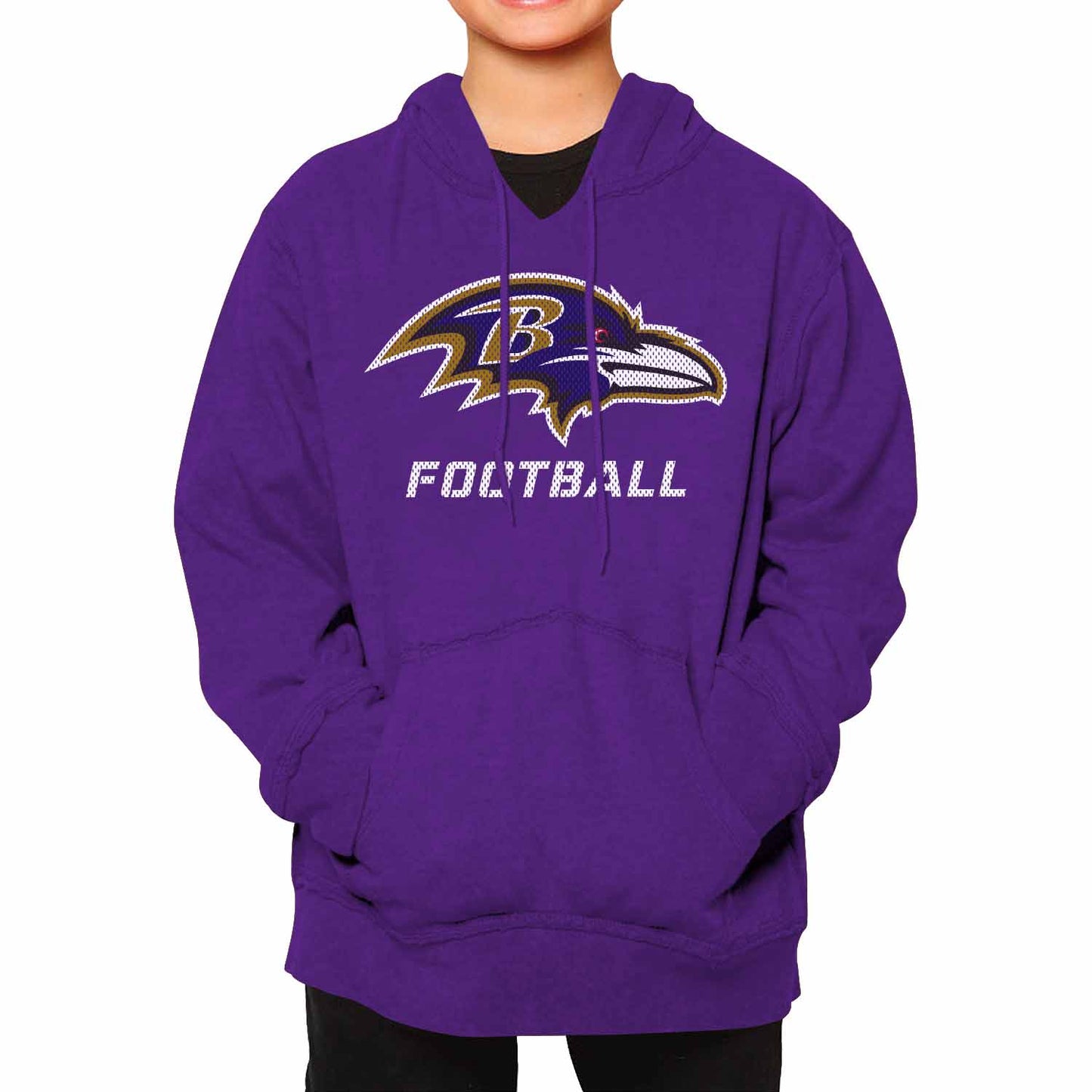 Baltimore Ravens NFL Youth Run City Hoodie- Kids Pro Football Pullover Sweatshirt- Officially Licensed - Purple