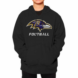 Baltimore Ravens NFL Youth Run City Hoodie- Kids Pro Football Pullover Sweatshirt- Officially Licensed - Black