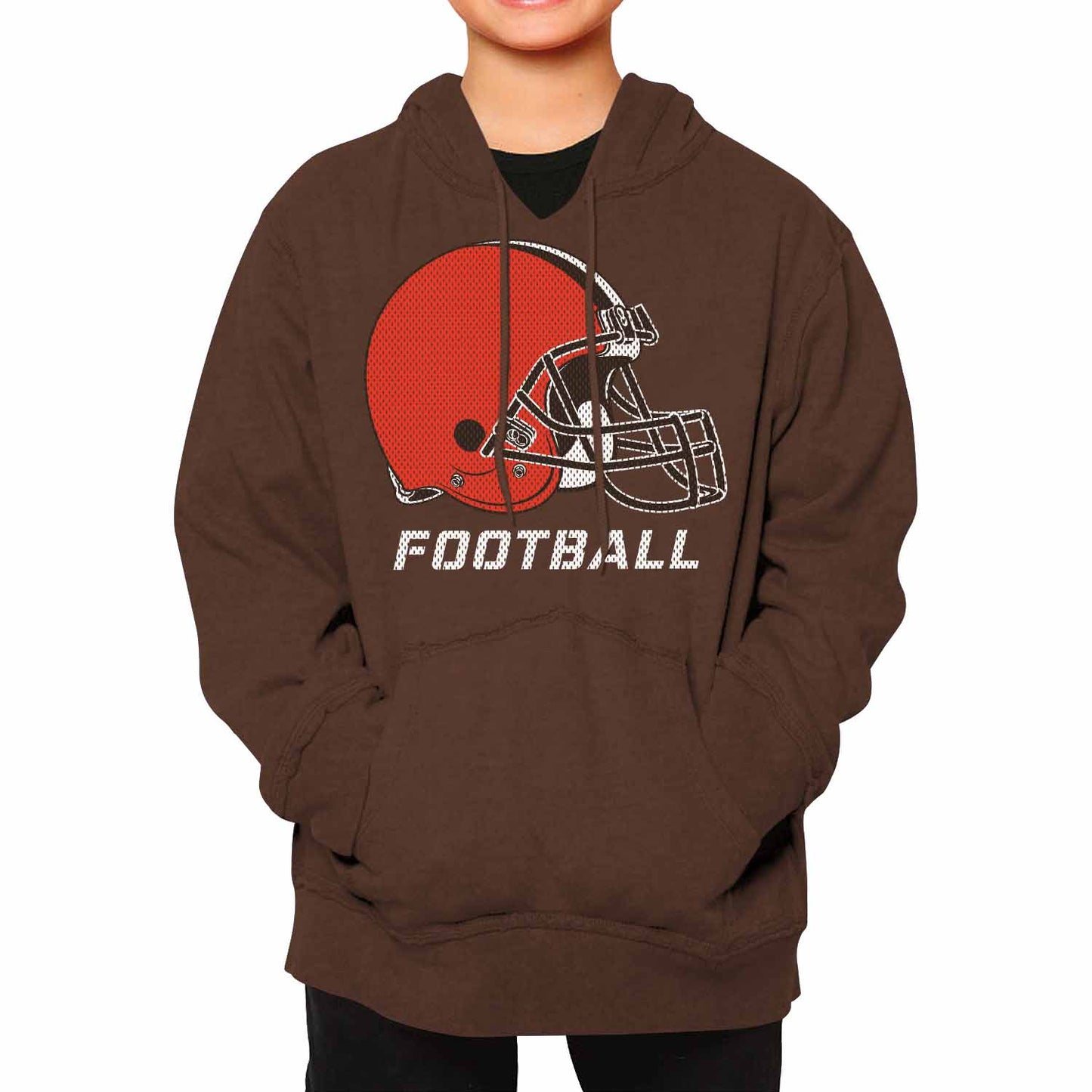 Cleveland Browns NFL Youth Run City Hoodie- Kids Pro Football Pullover Sweatshirt Kids Clothes - Brown