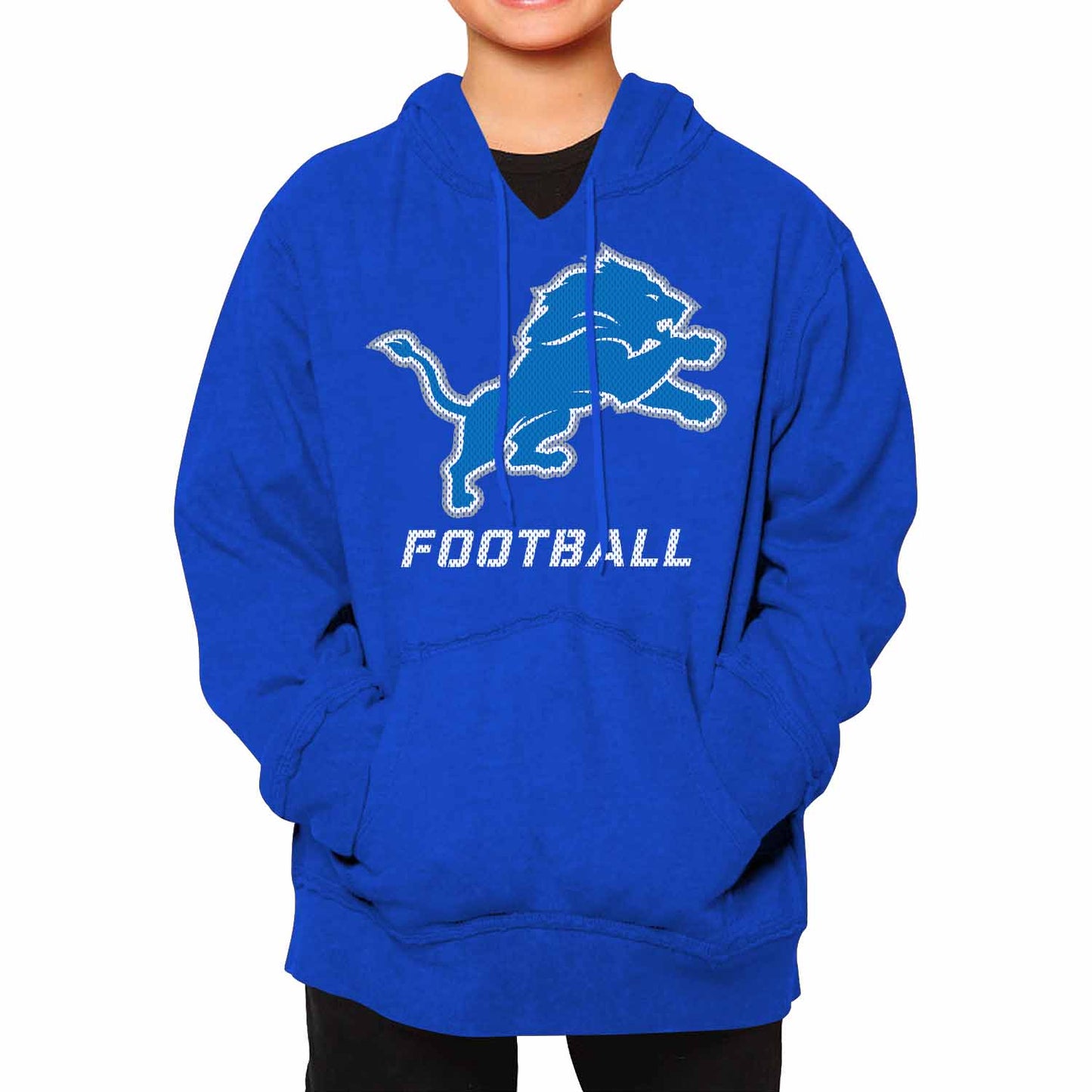 Detroit Lions NFL Youth Run City Hoodie- Kids Pro Football Pullover Sweatshirt Kids Clothes - Royal