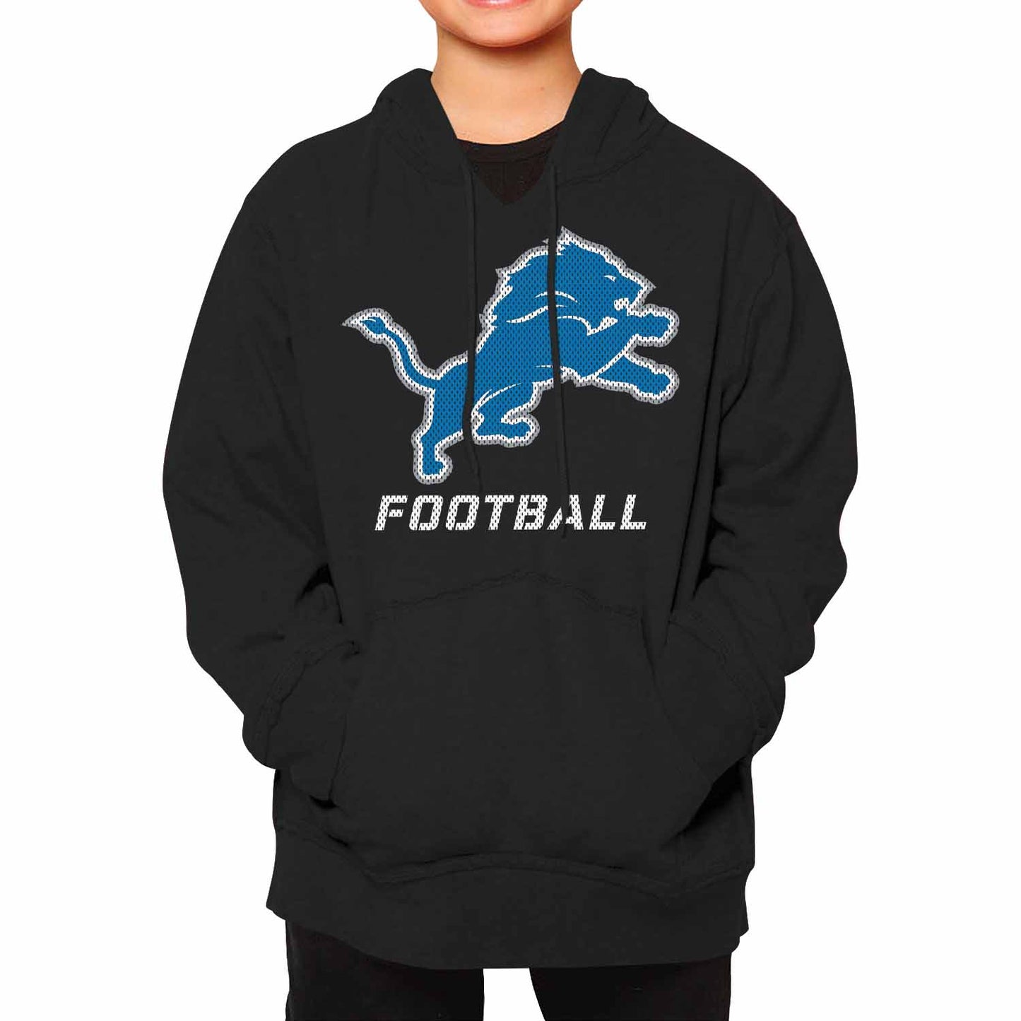 Detroit Lions NFL Youth Run City Hoodie- Kids Pro Football Pullover Sweatshirt Kids Clothes - Black