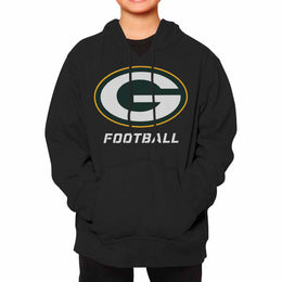Green Bay Packers NFL Youth Run City Hoodie- Kids Pro Football Pullover Sweatshirt- Officially Licensed - Black