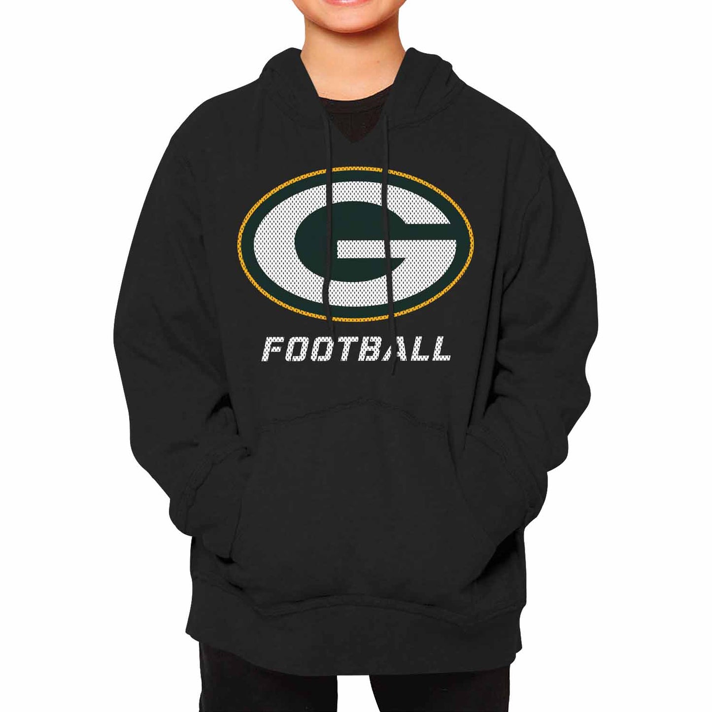Green Bay Packers NFL Youth Run City Hoodie- Kids Pro Football Pullover Sweatshirt- Officially Licensed - Black