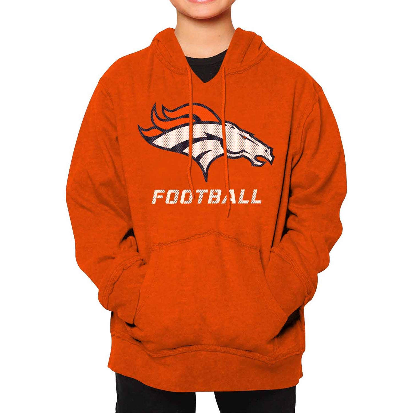 Denver Broncos NFL Youth Run City Hoodie- Kids Pro Football Pullover Sweatshirt Kids Clothes - Orange