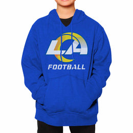 Los Angeles Rams NFL Youth Run City Hoodie- Kids Pro Football Pullover Sweatshirt- Officially Licensed - Royal