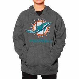 Miami Dolphins NFL Youth Run City Hoodie- Kids Pro Football Pullover Sweatshirt- Officially Licensed - Sport Gray