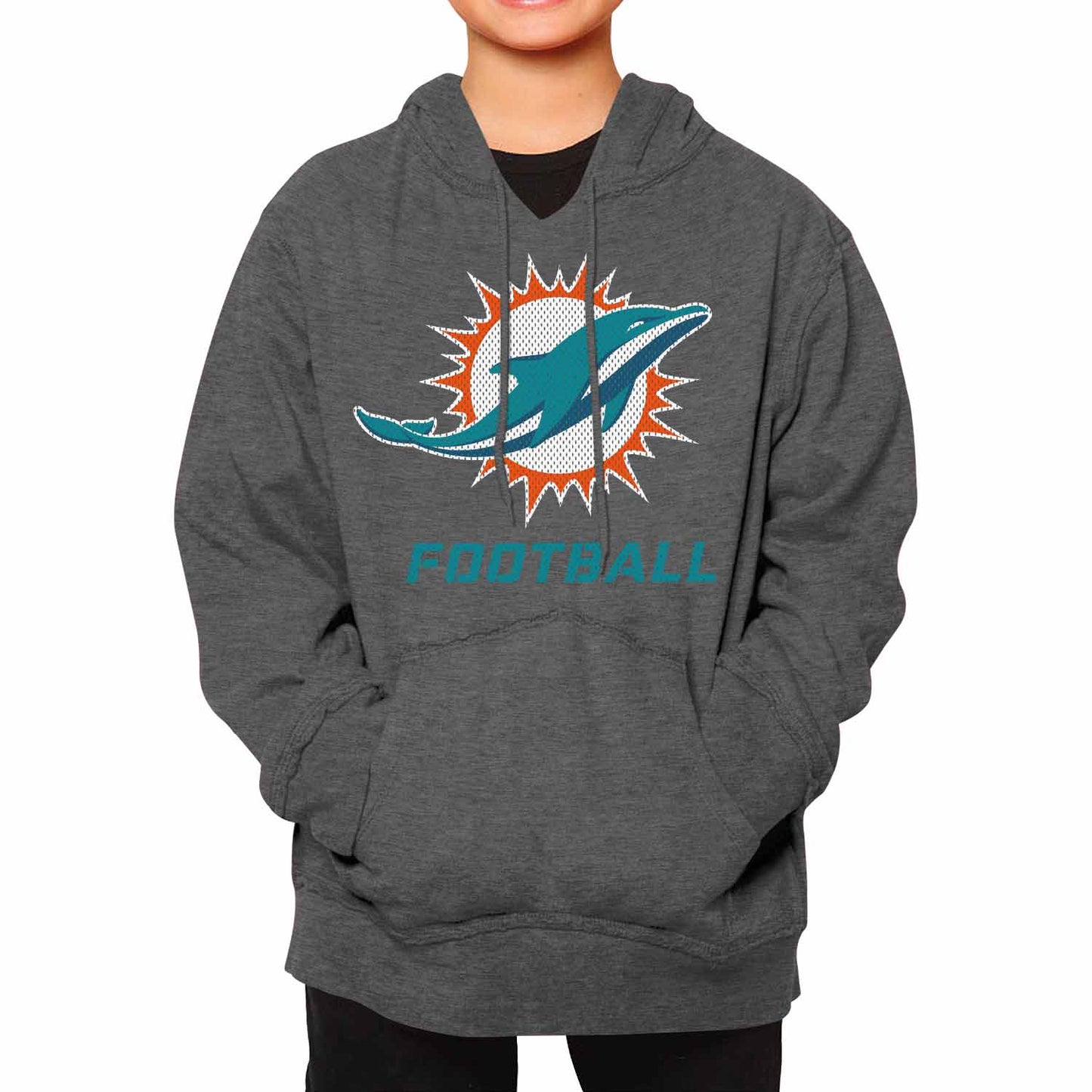 Miami Dolphins NFL Youth Run City Hoodie- Kids Pro Football Pullover Sweatshirt Kids Clothes - Sport Gray