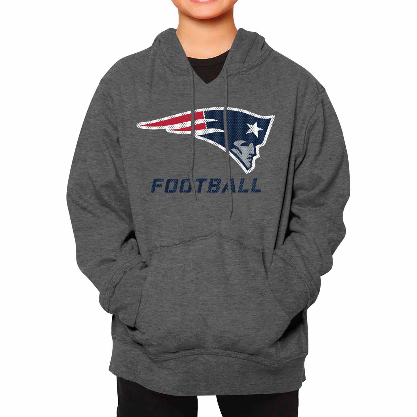 New England Patriots NFL Youth Run City Hoodie- Kids Pro Football Pullover Sweatshirt- Officially Licensed - Sport Gray