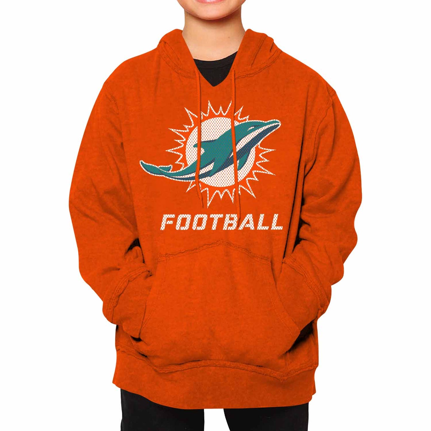 Miami Dolphins NFL Youth Run City Hoodie- Kids Pro Football Pullover Sweatshirt Kids Clothes - Orange