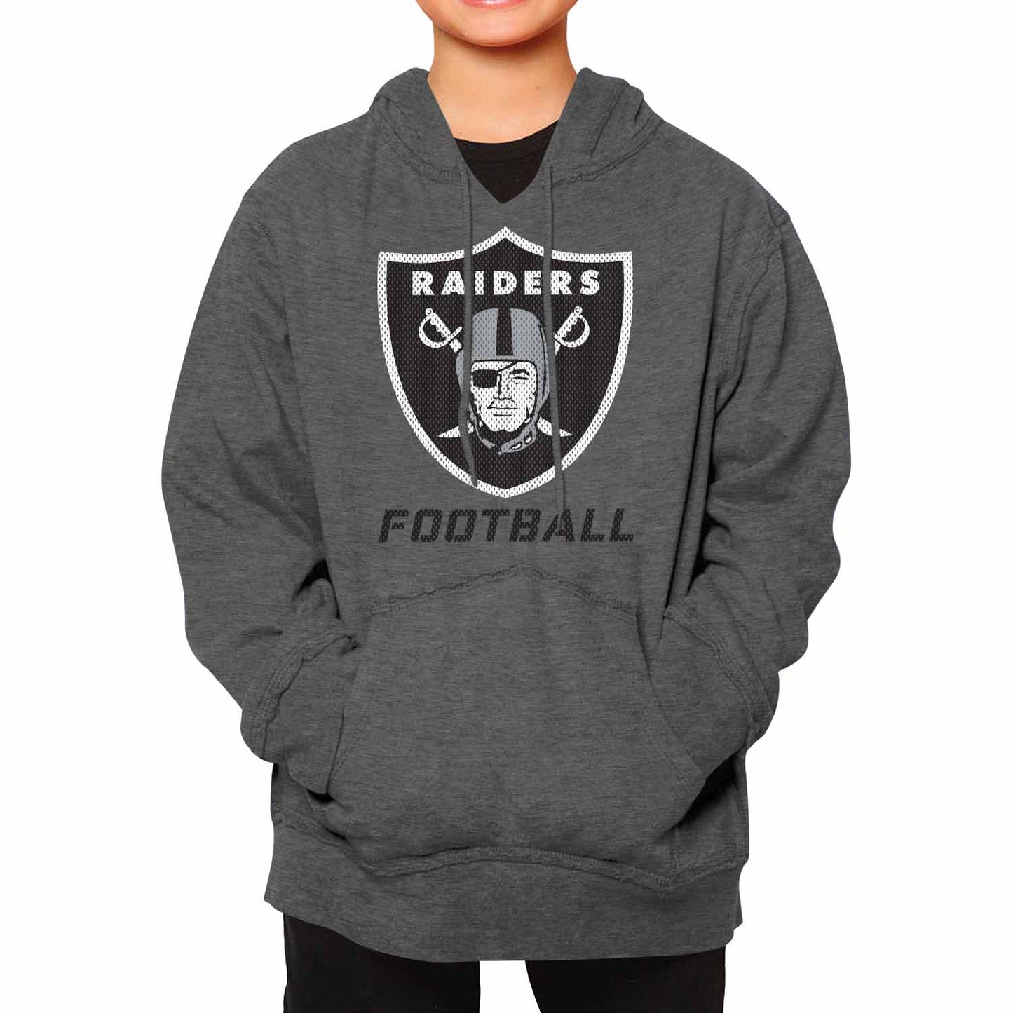 Las Vegas Raiders NFL Youth Run City Hoodie- Kids Pro Football Pullover Sweatshirt Kids Clothes - Sport Gray