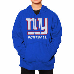 New York Giants NFL Youth Run City Hoodie- Kids Pro Football Pullover Sweatshirt- Officially Licensed - Royal