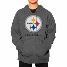 Pittsburgh Steelers NFL Youth Run City Hoodie- Kids Pro Football Pullover Sweatshirt- Officially Licensed - Sport Gray