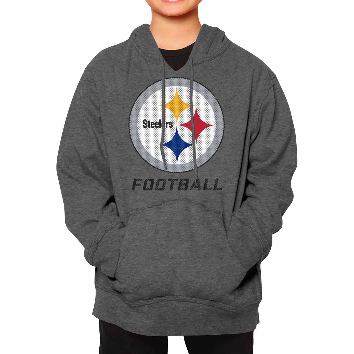Pittsburgh Steelers NFL Youth Run City Hoodie- Kids Pro Football Pullover Sweatshirt- Officially Licensed - Sport Gray
