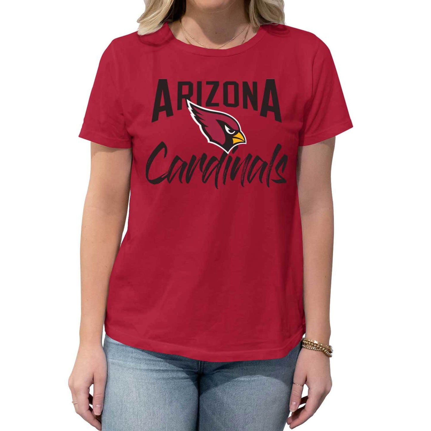 Arizona Cardinals NFL Women's Paintbrush Fitted T-Shirt Short Sleeve - Crimson