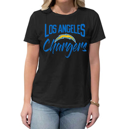 Los Angeles Chargers NFL Women's Paintbrush Fitted T-Shirt - Black