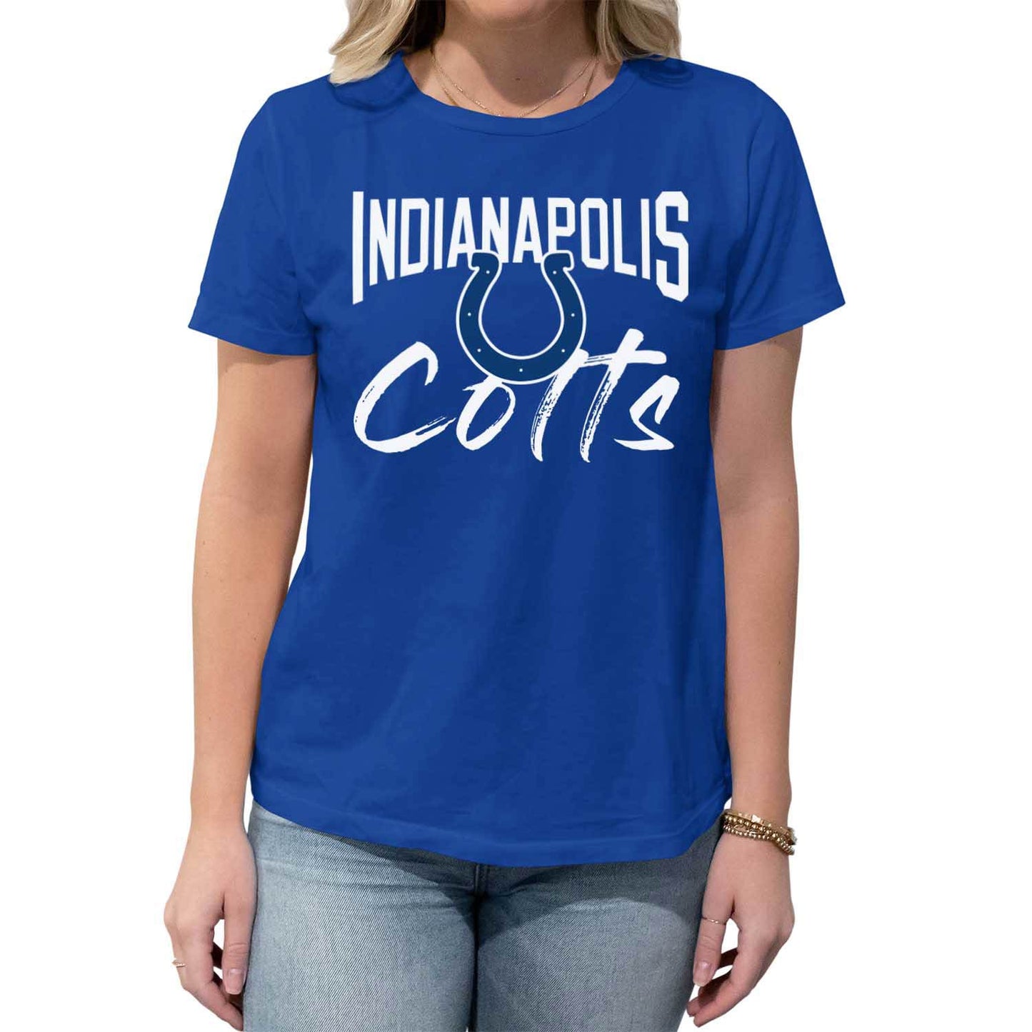 Indianapolis Colts NFL Women's Paintbrush Fitted T-Shirt - Royal