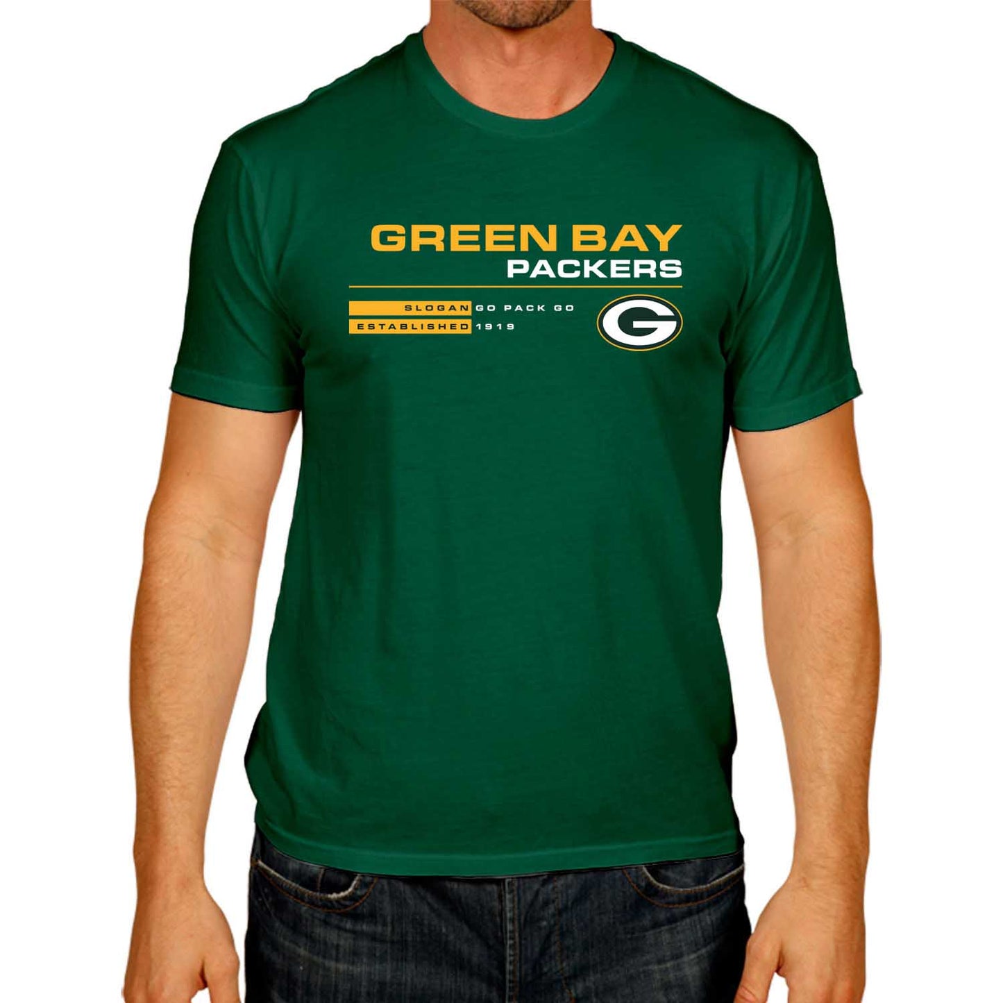 Green Bay Packers Adult NFL Speed Stat Sheet T-Shirt - Forest Green