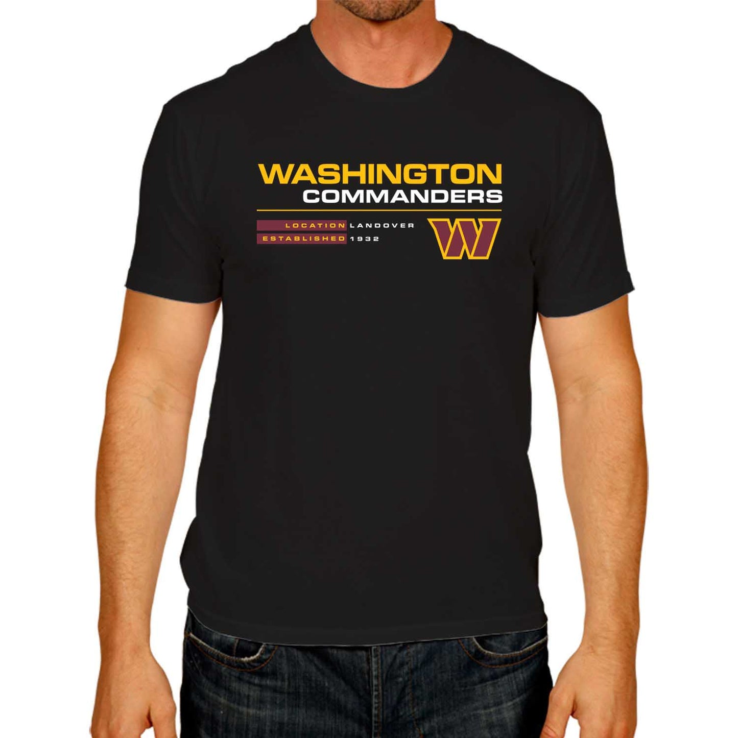 Washington Commanders Adult NFL Speed Stat Sheet T-Shirt - Black