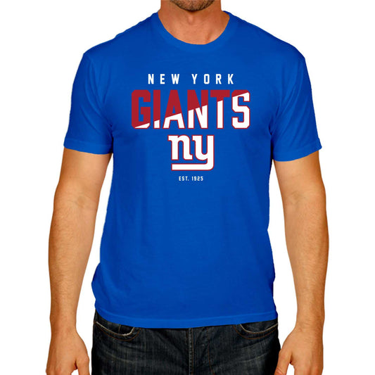 New York Giants Adult NFL Diagonal Fade Color Block T-Shirt - Royal