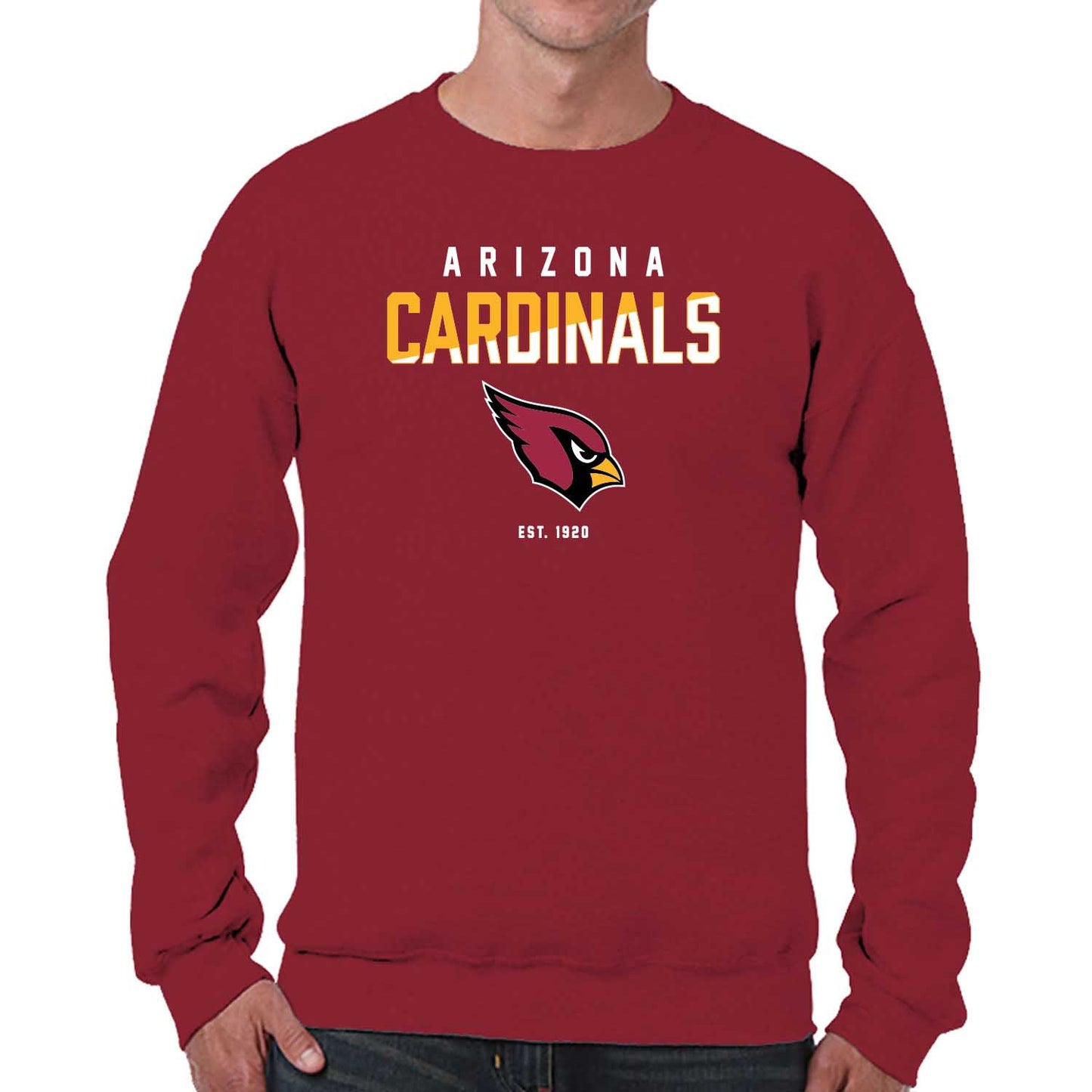 Arizona Cardinals NFL Color Block Fleece Crewneck - Cardinal