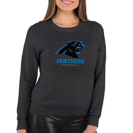 Carolina Panthers NFL Womens Ultimate Fan French Terry Slouchy Top- Raglan Sleeves - Charcoal