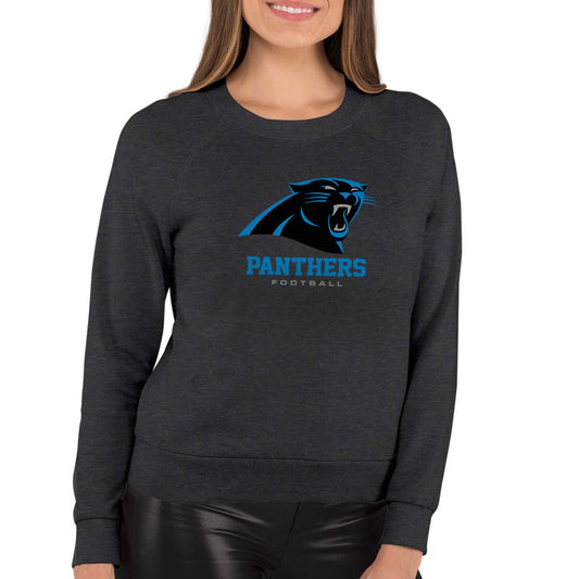 Carolina Panthers NFL Womens Ultimate Fan French Terry Slouchy Top- Raglan Sleeves - Charcoal