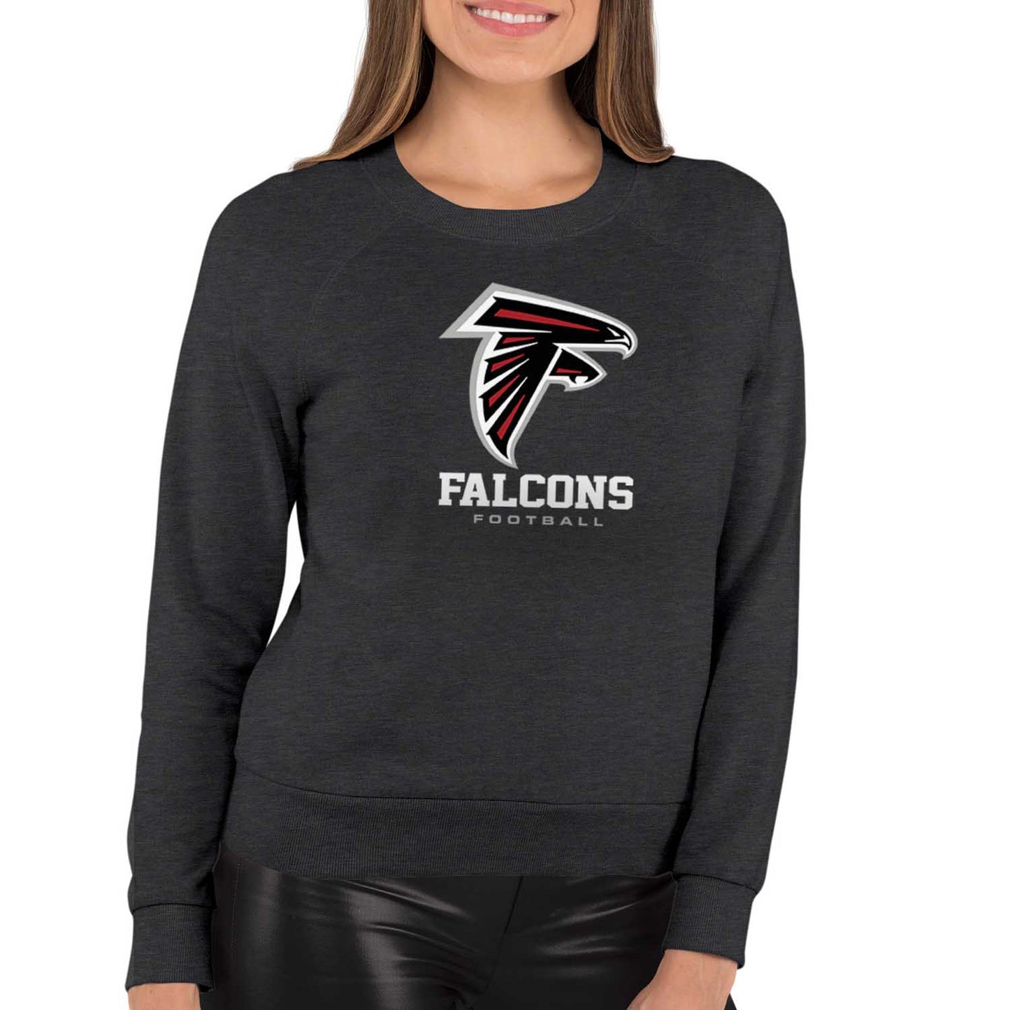 Atlanta Falcons NFL Womens Ultimate Fan French Terry Slouchy Top- Raglan Sleeves - Charcoal