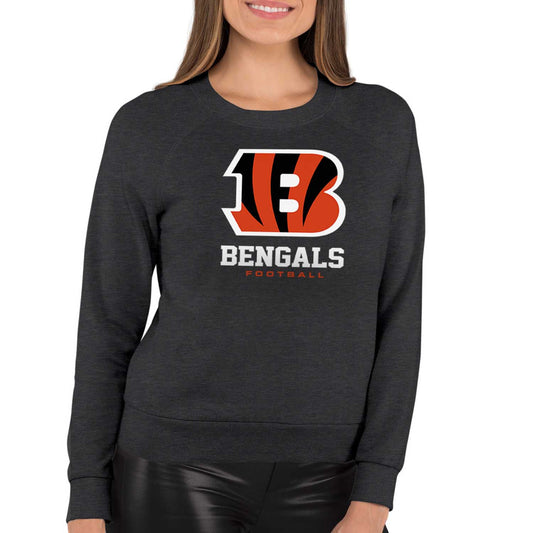 Cincinnati Bengals NFL Womens Ultimate Fan French Terry Slouchy Top- Raglan Sleeves - Charcoal
