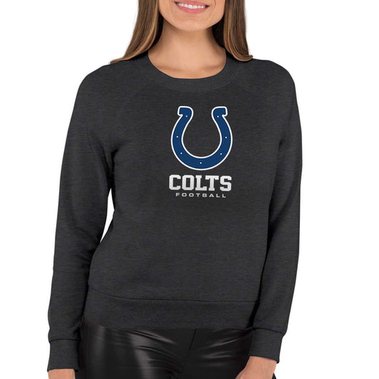 Indianapolis Colts NFL Womens Ultimate Fan French Terry Slouchy Top- Raglan Sleeves - Charcoal