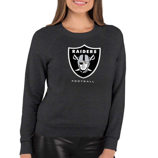 Las Vegas Raiders NFL Womens Ultimate Fan French Terry Slouchy Top- Raglan Sleeves - Charcoal
