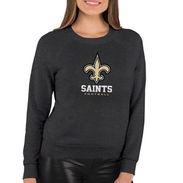 New Orleans Saints NFL Womens Ultimate Fan French Terry Slouchy Top- Raglan Sleeves - Charcoal