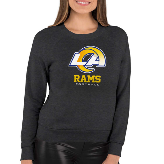 Los Angeles Rams NFL Womens Ultimate Fan French Terry Slouchy Top- Raglan Sleeves - Charcoal