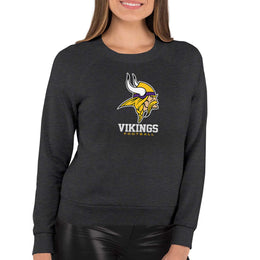 Minnesota Vikings NFL Womens Ultimate Fan French Terry Slouchy Top- Raglan Sleeves - Charcoal