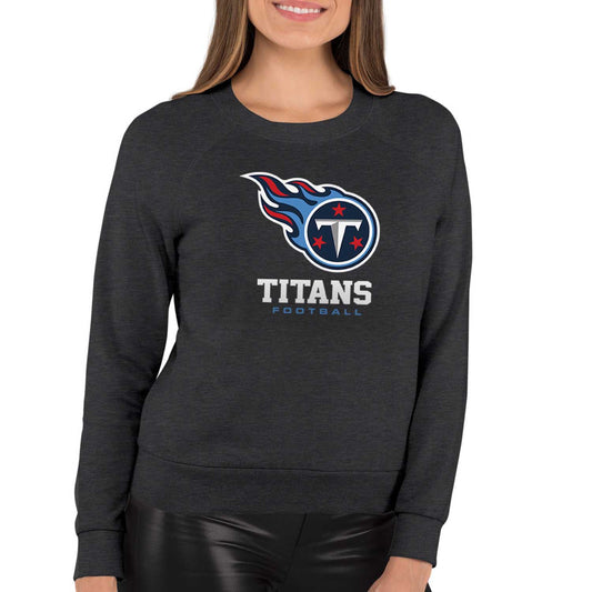 Tennessee Titans NFL Womens Ultimate Fan French Terry Slouchy Top- Raglan Sleeves - Charcoal