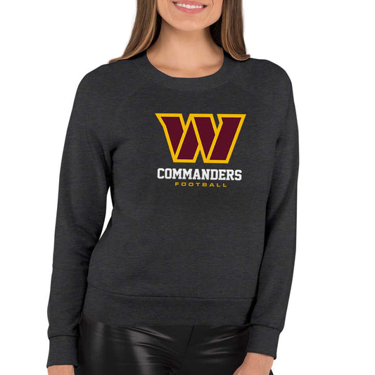 Washington Commanders NFL Womens Ultimate Fan French Terry Slouchy Top- Raglan Sleeves - Charcoal