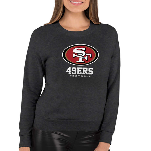 San Francisco 49ers NFL Womens Ultimate Fan French Terry Slouchy Top- Raglan Sleeves - Charcoal