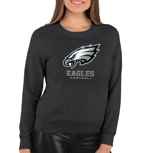 Philadelphia Eagles NFL Womens Ultimate Fan French Terry Slouchy Top- Raglan Sleeves - Charcoal