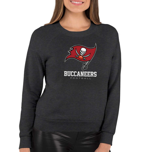 Tampa Bay Buccaneers NFL Womens Ultimate Fan French Terry Slouchy Top- Raglan Sleeves - Charcoal