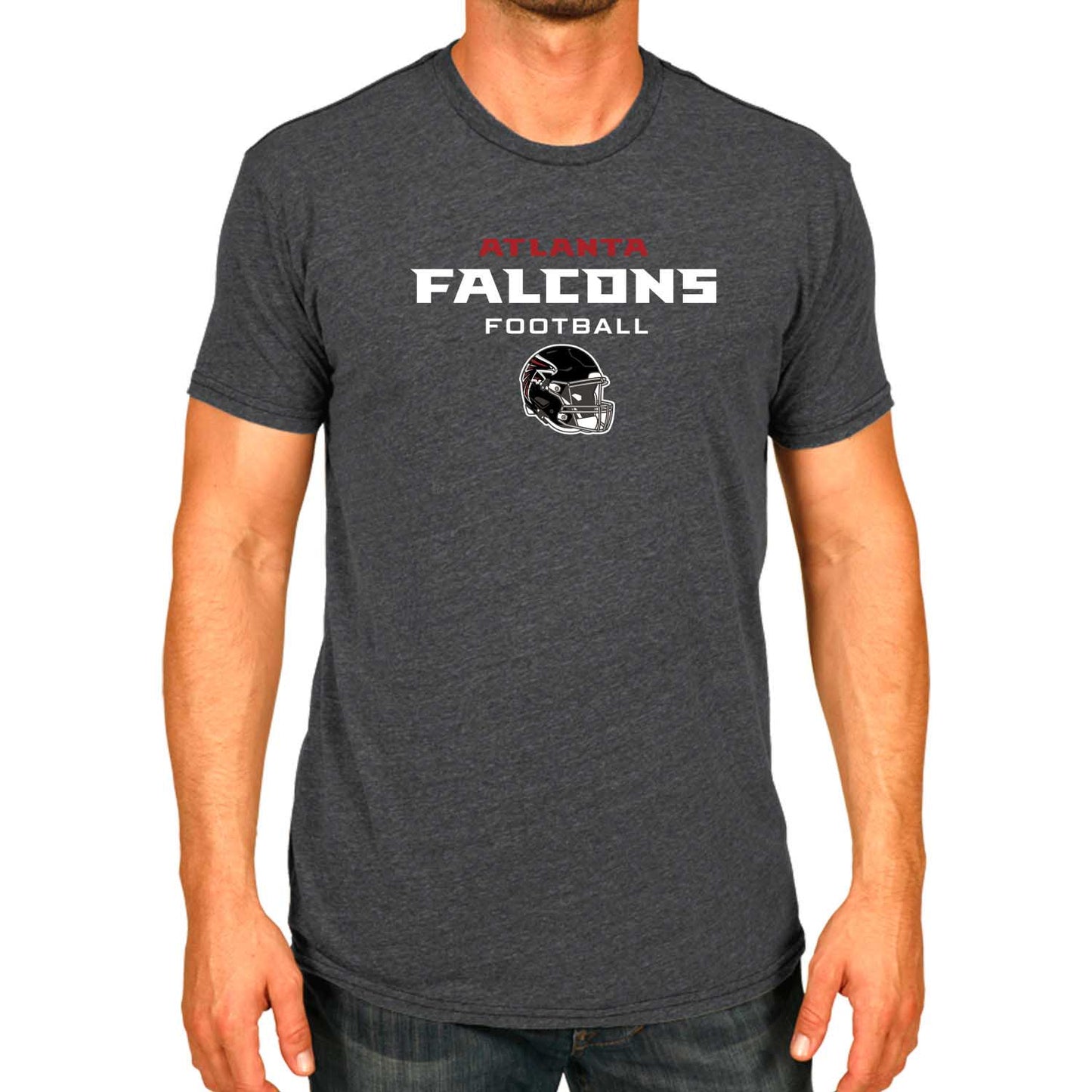 Atlanta Falcons NFL Adult Football Helmet Tagless T-Shirt - Charcoal